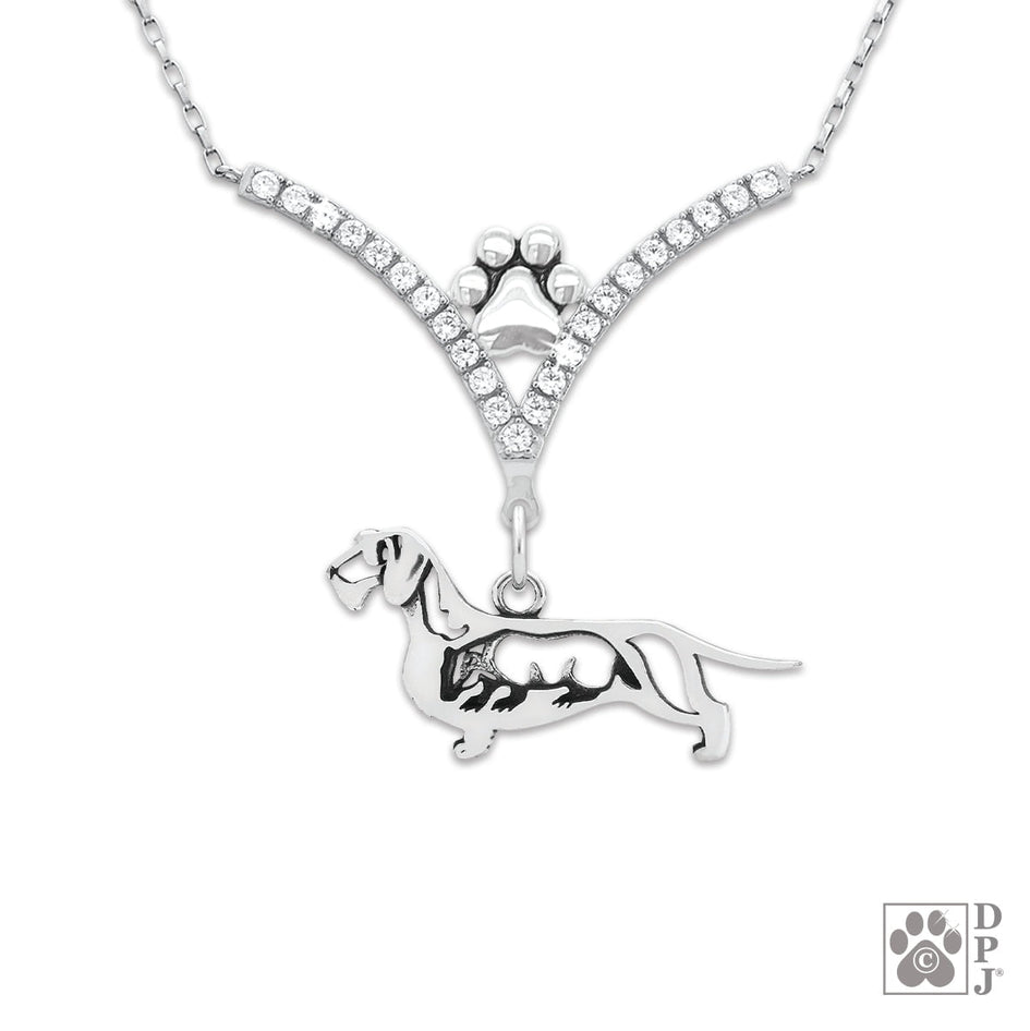 VIP Dachshund Wirehaired w/Badger CZ Necklace, Body