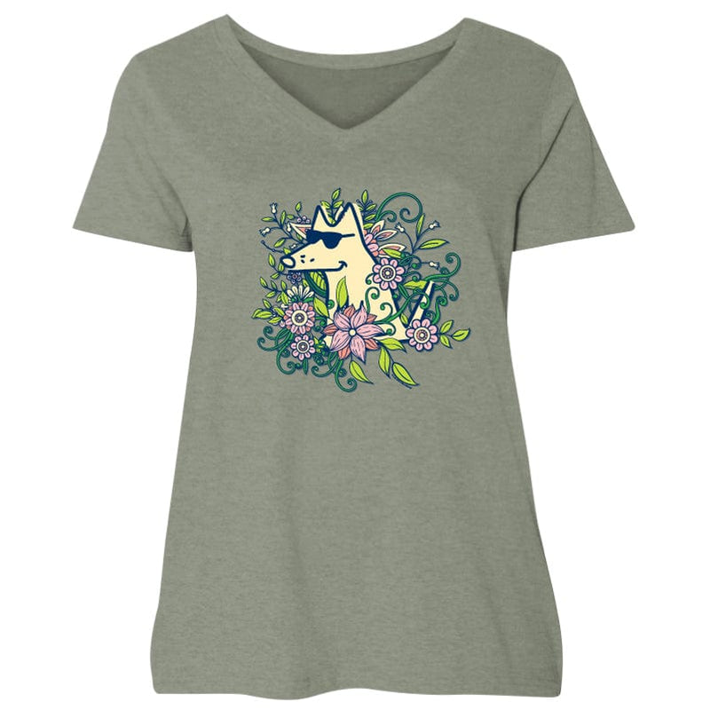 Stop And Smell The Flowers - Ladies Plus V-Neck Tee