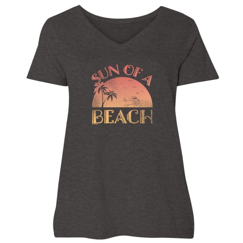 Sun Of A Beach - Ladies Curvy V-Neck Tee