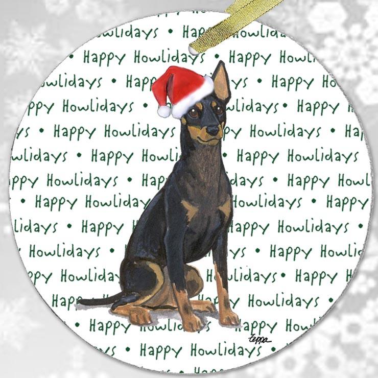 Toy Manchester Terrier "Happy Howlidays" Ornament