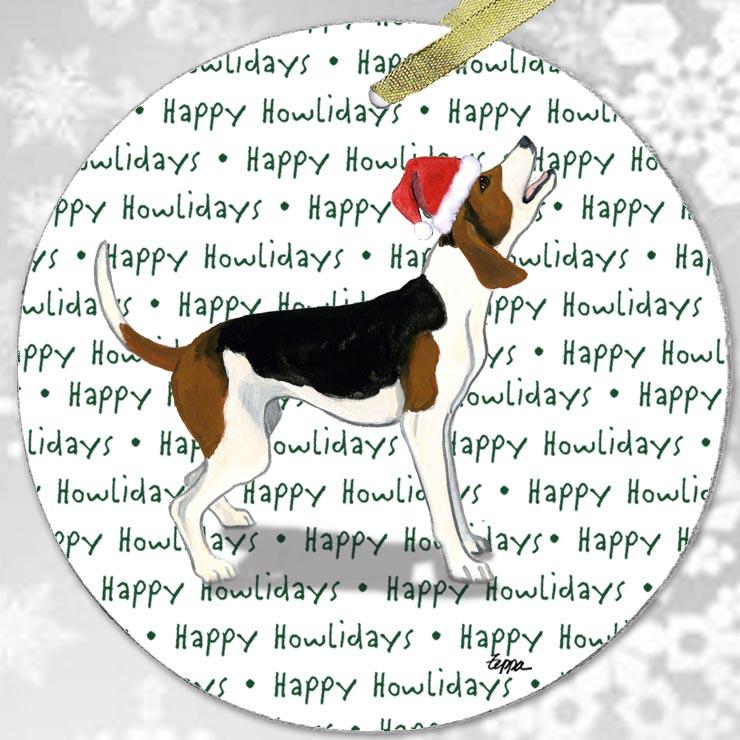 Treeing Walker Coonhound "Happy Howlidays" Ornament