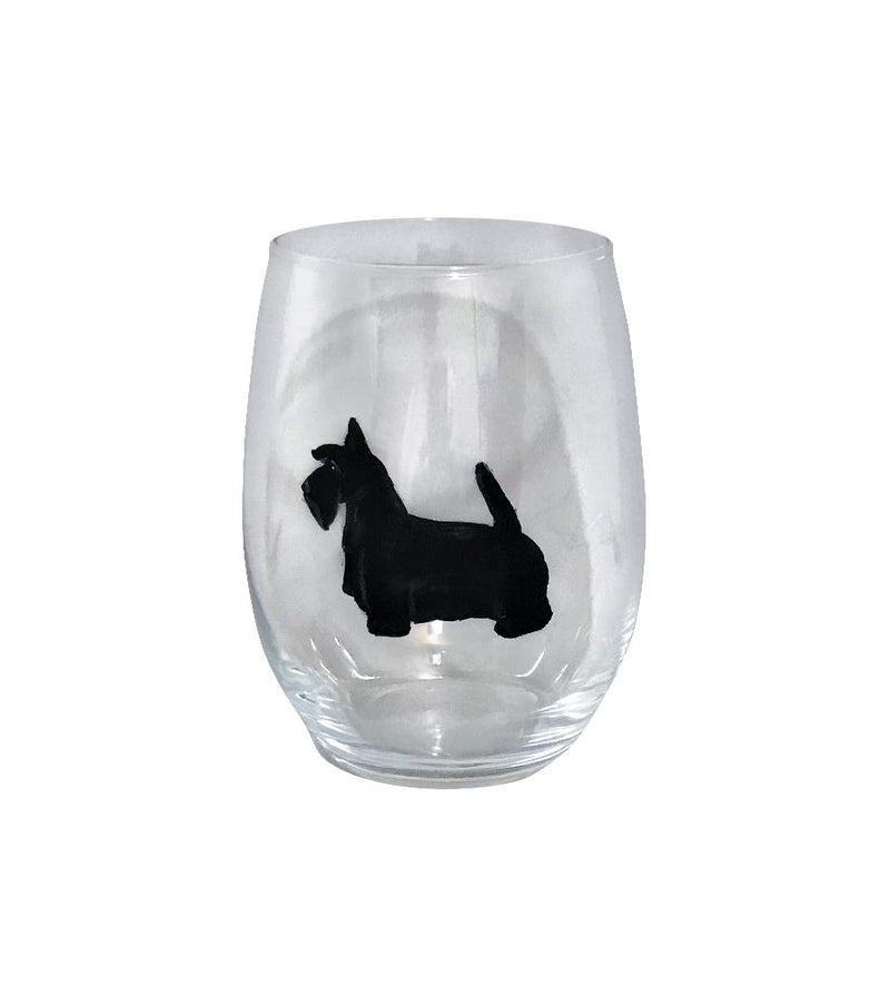 Terrier Group - Hand-Painted Stemless Wine Glass