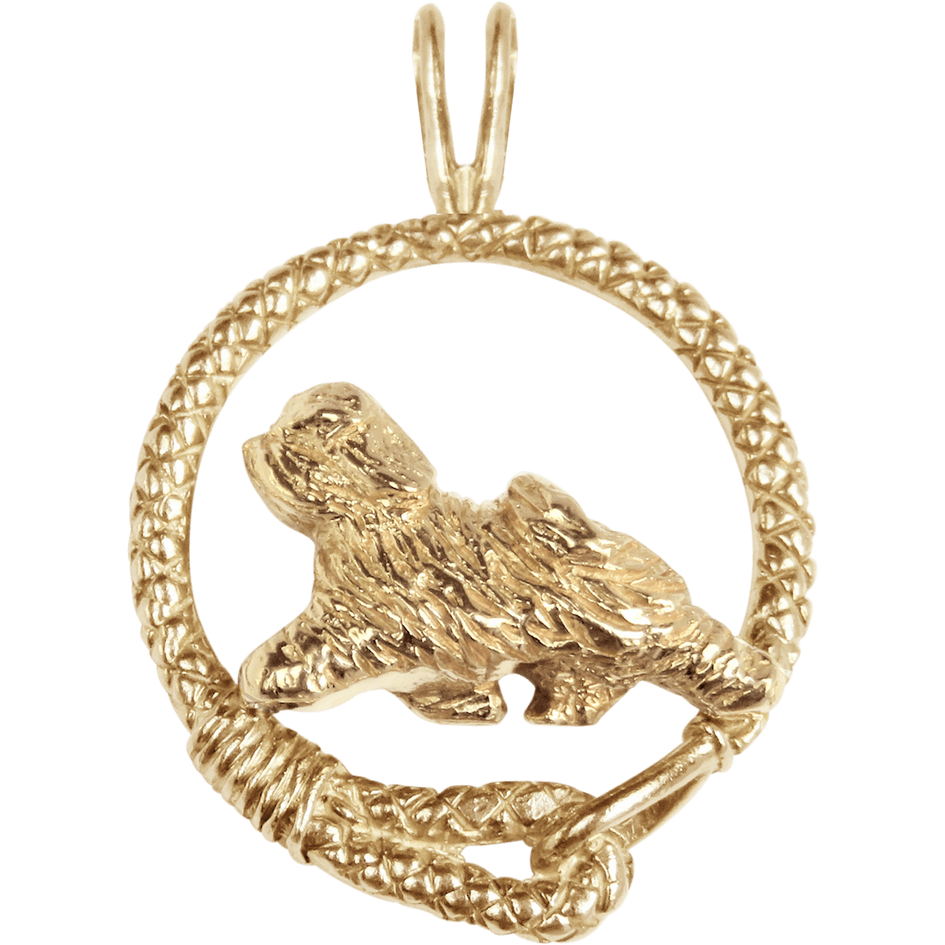 Solid 14K Gold Tibetan Terrier Leash Pendant