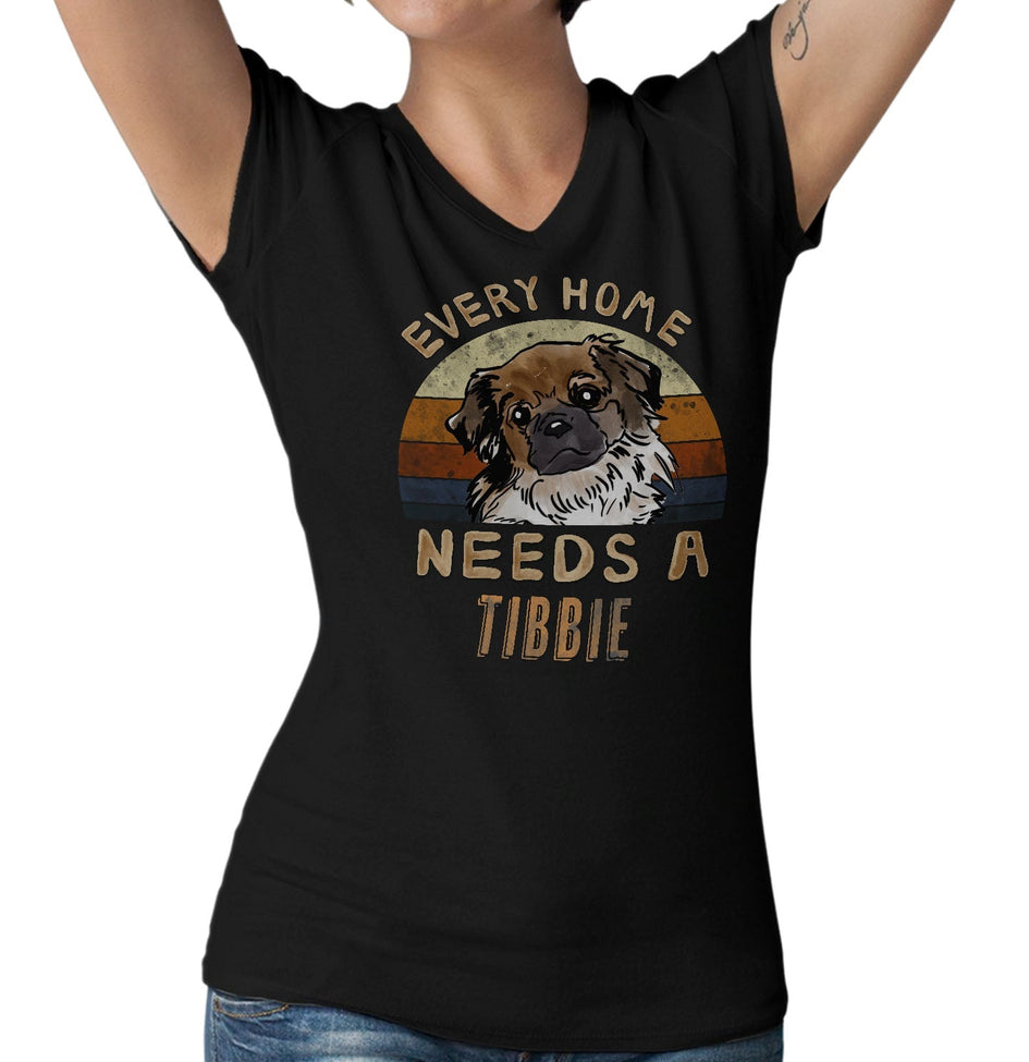 Every Home Needs a Tibetan Spaniel - Women's V-Neck T-Shirt