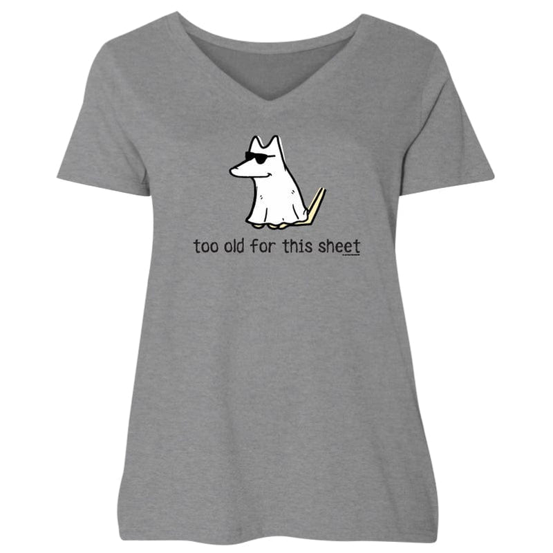 Too Old For This Sheet - Ladies Curvy V-Neck Tee