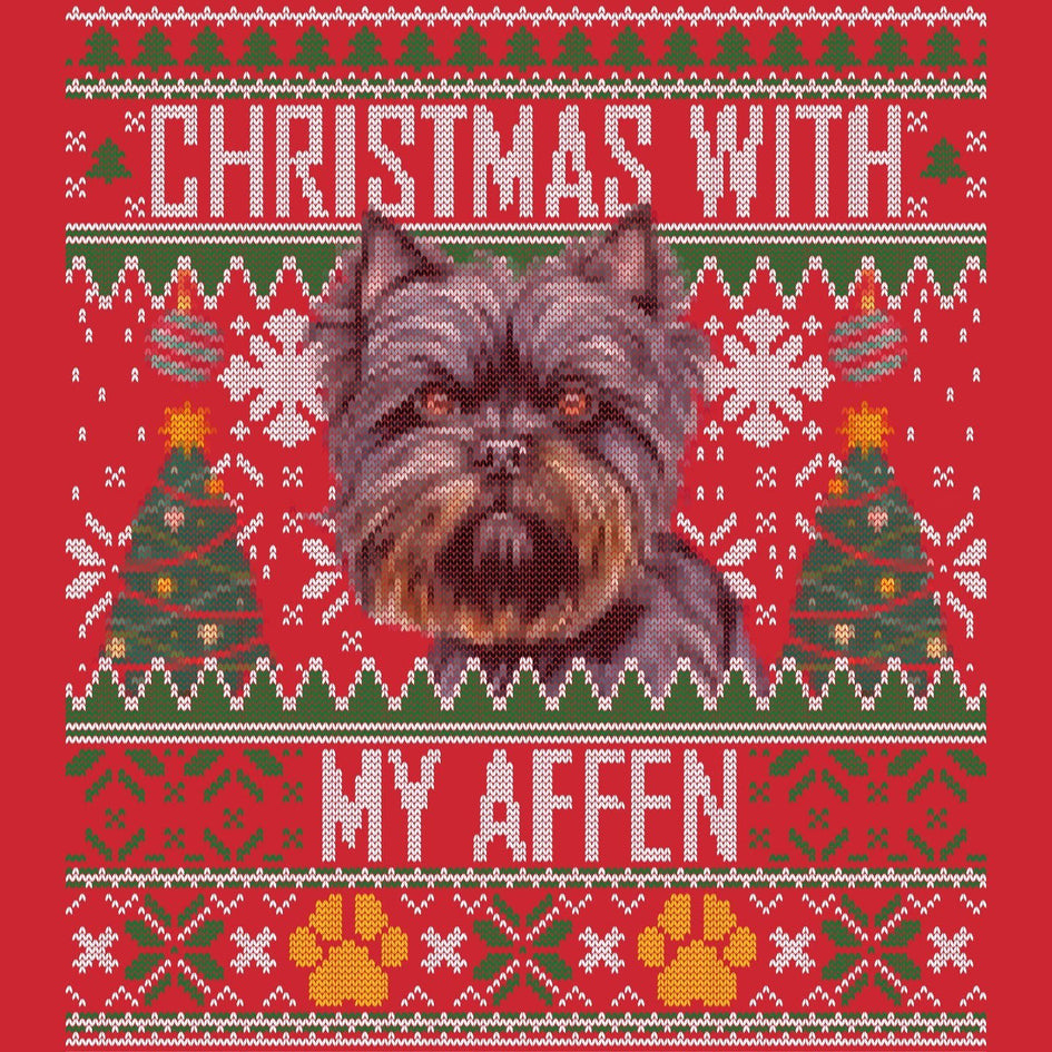 Ugly Sweater Christmas with My Affenpinscher - Adult Unisex Long Sleeve T-Shirt