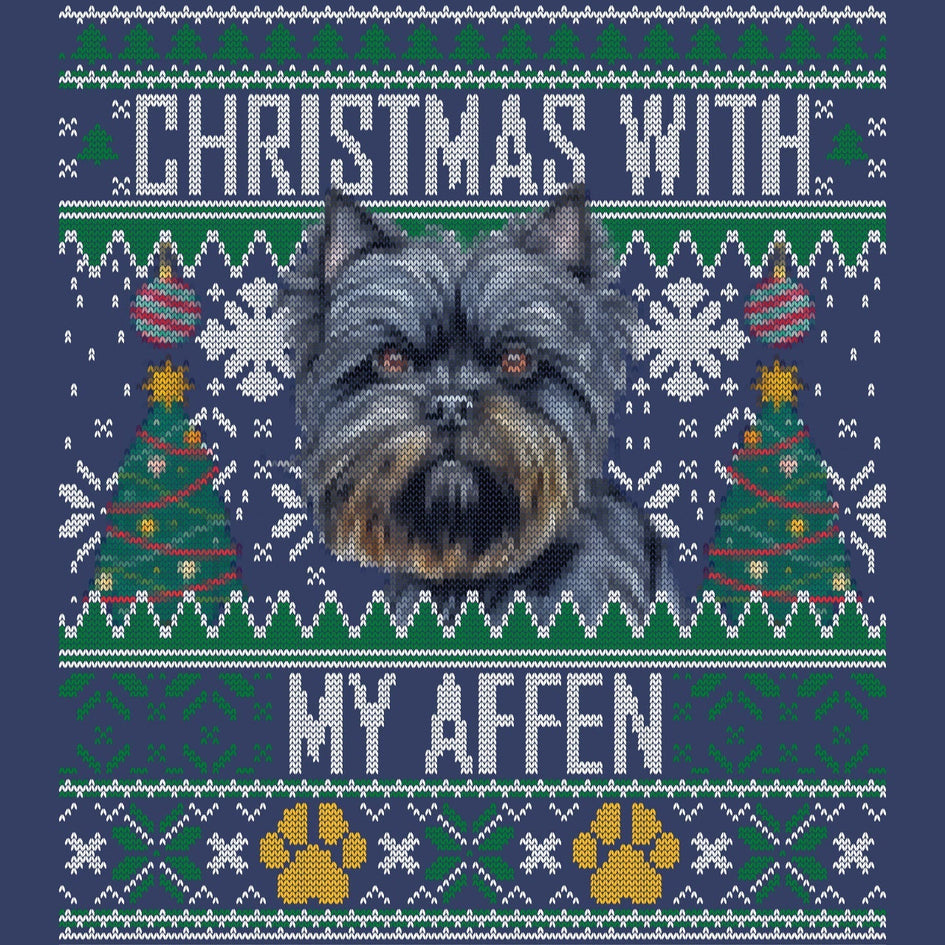 Ugly Sweater Christmas with My Affenpinscher - Adult Unisex Crewneck Sweatshirt