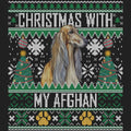 Ugly Sweater Christmas with My Afghan Hound - Women's V-Neck Long Sleeve T-Shirt
