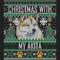 Ugly Sweater Christmas with My Akita - Women's V-Neck Long Sleeve T-Shirt