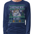 Ugly Sweater Christmas with My Akita - Adult Unisex Long Sleeve T-Shirt
