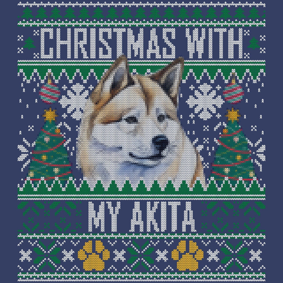 Ugly Sweater Christmas with My Akita - Adult Unisex Crewneck Sweatshirt