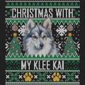 Ugly Sweater Christmas with My Alaskan Klee Kai - Women's V-Neck Long Sleeve T-Shirt