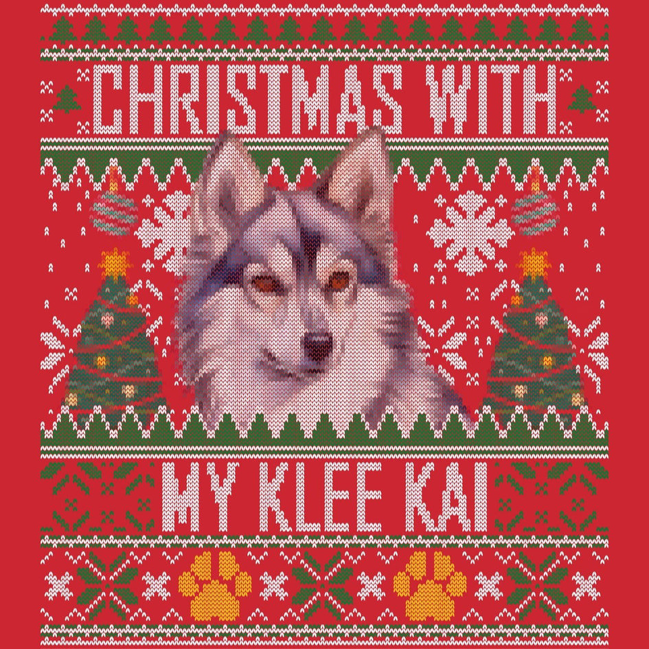 Ugly Sweater Christmas with My Alaskan Klee Kai - Adult Unisex Long Sleeve T-Shirt