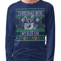 Ugly Sweater Christmas with My Alaskan Klee Kai - Adult Unisex Long Sleeve T-Shirt