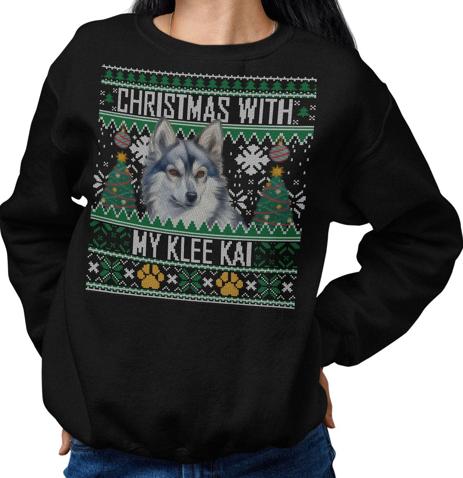 Ugly Sweater Christmas with My Alaskan Klee Kai - Adult Unisex Crewneck Sweatshirt