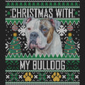 Ugly Sweater Christmas with My American Bulldog - Women's V-Neck Long Sleeve T-Shirt