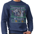 Ugly Sweater Christmas with My American Bulldog - Adult Unisex Crewneck Sweatshirt