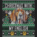 Ugly Sweater Christmas with My American English Coonhound - Women's V-Neck Long Sleeve T-Shirt