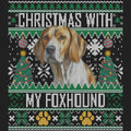Ugly Sweater Christmas with My American Foxhound - Women's V-Neck Long Sleeve T-Shirt