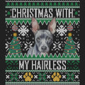 Ugly Sweater Christmas with My American Hairless Terrier - Women's V-Neck Long Sleeve T-Shirt