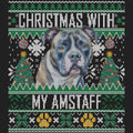Ugly Sweater Christmas with My American Staffordshire Terrier - Women's V-Neck Long Sleeve T-Shirt