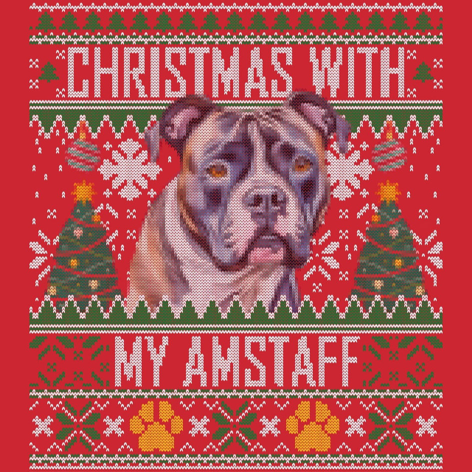 Ugly Sweater Christmas with My American Staffordshire Terrier - Adult Unisex Long Sleeve T-Shirt
