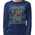 Ugly Sweater Christmas with My Australian Terrier - Adult Unisex Long Sleeve T-Shirt