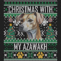 Ugly Sweater Christmas with My Azawakh - Women's V-Neck Long Sleeve T-Shirt