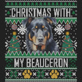 Ugly Sweater Christmas with My Beauceron - Women's V-Neck Long Sleeve T-Shirt