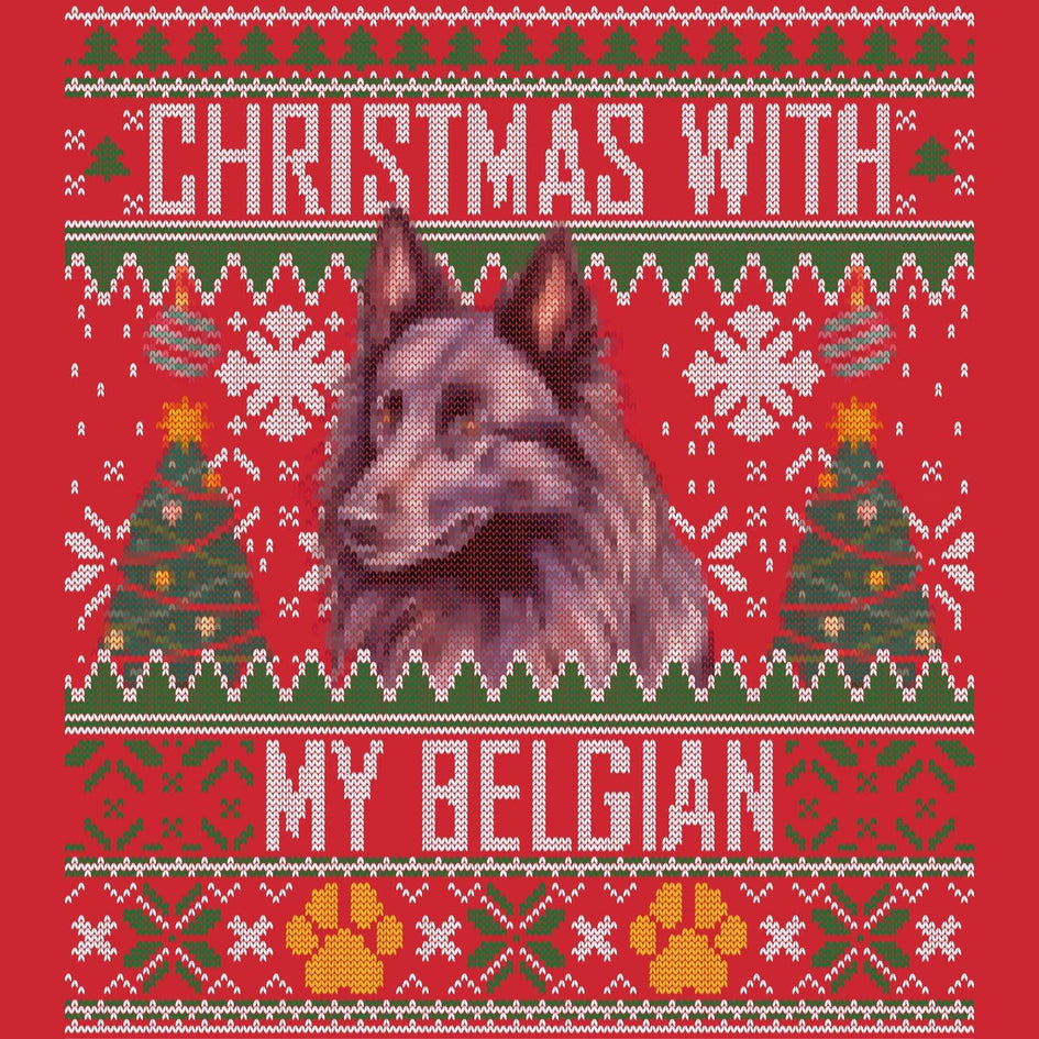 Ugly Sweater Christmas with My Belgian Sheepdog - Adult Unisex Long Sleeve T-Shirt