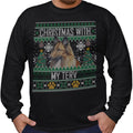 Ugly Sweater Christmas with My Belgian Tervuren - Adult Unisex Long Sleeve T-Shirt