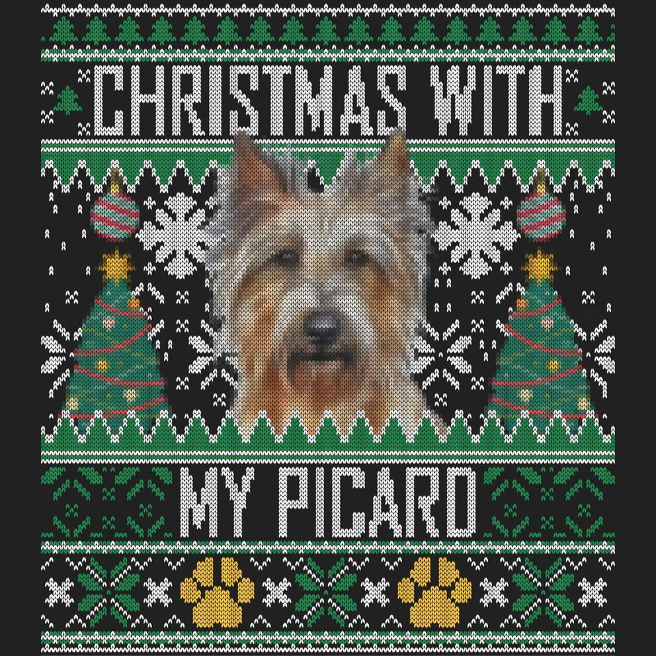 Ugly Sweater Christmas with My Berger Picard - Women's V-Neck Long Sleeve T-Shirt