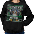 Ugly Sweater Christmas with My Bernese Mountain Dog - Adult Unisex Crewneck Sweatshirt