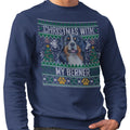 Ugly Sweater Christmas with My Bernese Mountain Dog - Adult Unisex Crewneck Sweatshirt