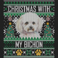 Ugly Sweater Christmas with My Bichon Frise - Women's V-Neck Long Sleeve T-Shirt