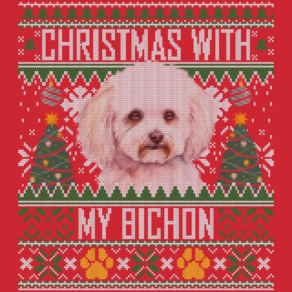 Ugly Sweater Christmas with My Bichon Frise - Adult Unisex Long Sleeve T-Shirt