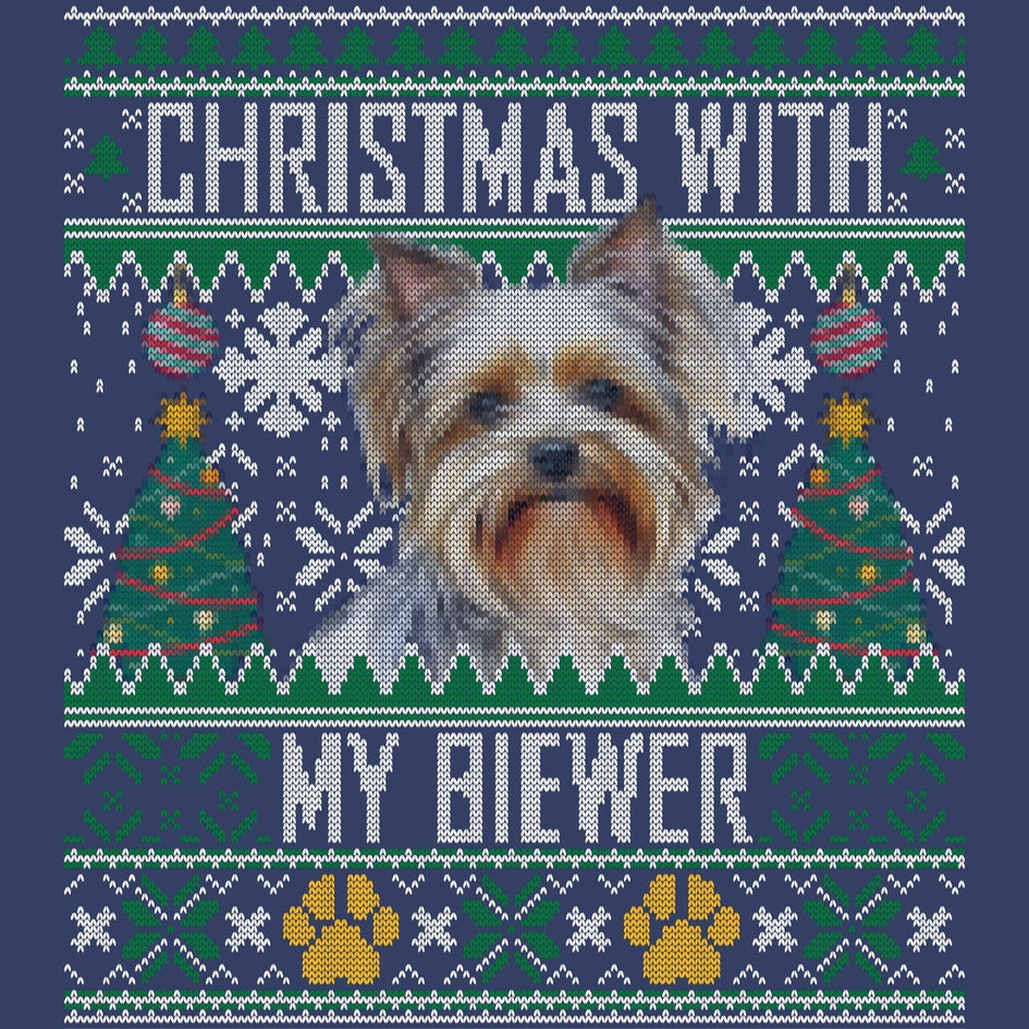 Ugly Sweater Christmas with My Biewer Terrier - Adult Unisex Crewneck Sweatshirt