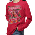 Ugly Christmas Sweater with My Black and Tan Coonhound - Adult Unisex Long Sleeve T-Shirt