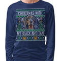 Ugly Sweater Christmas with My Black and Tan Coonhound - Adult Unisex Long Sleeve T-Shirt
