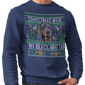 Ugly Sweater Christmas with My Black and Tan Coonhound - Adult Unisex Crewneck Sweatshirt