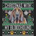 Ugly Sweater Christmas with My Bloodhound - Women's V-Neck Long Sleeve T-Shirt