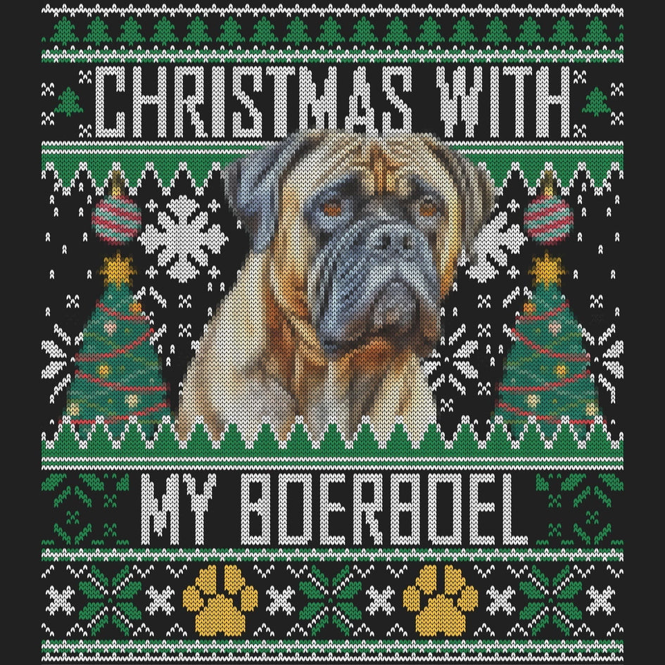Ugly Sweater Christmas with My Boerboel - Women's V-Neck Long Sleeve T-Shirt