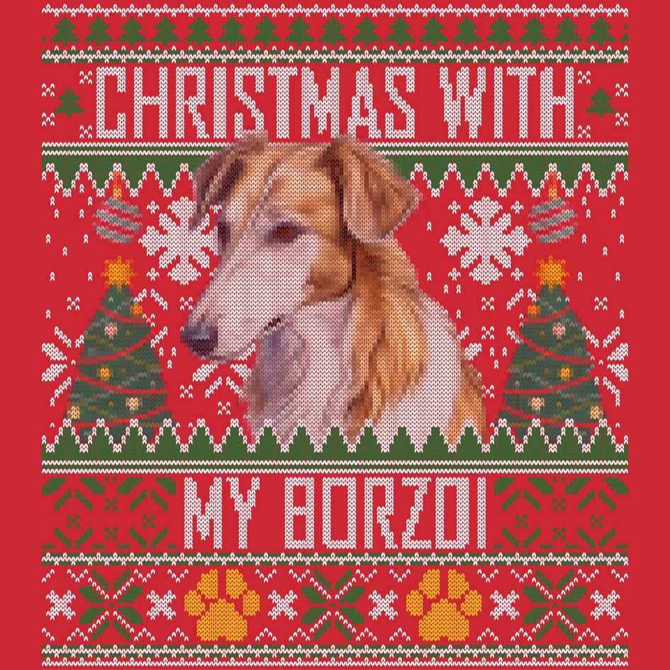 Ugly Sweater Christmas with My Borzoi - Adult Unisex Long Sleeve T-Shirt