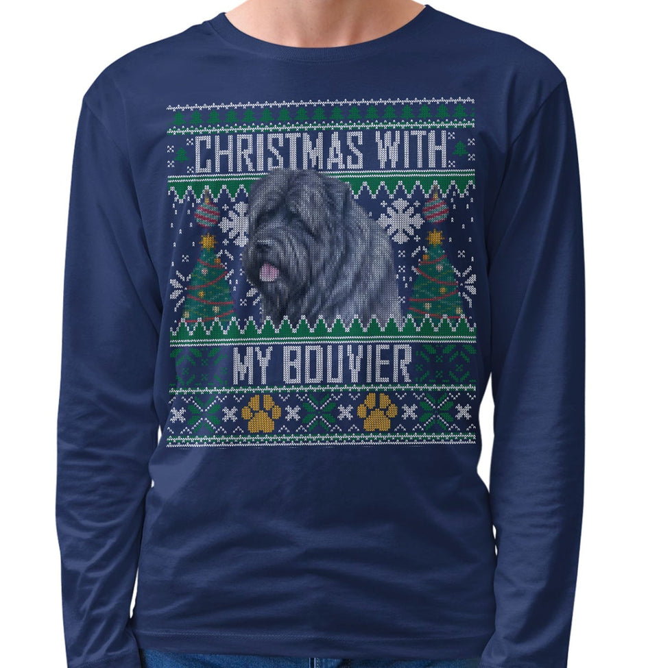 Ugly Sweater Christmas with My Bouvier des Flandres - Adult Unisex Long Sleeve T-Shirt