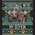 Ugly Sweater Christmas with My Boykin Spaniel - Women's V-Neck Long Sleeve T-Shirt