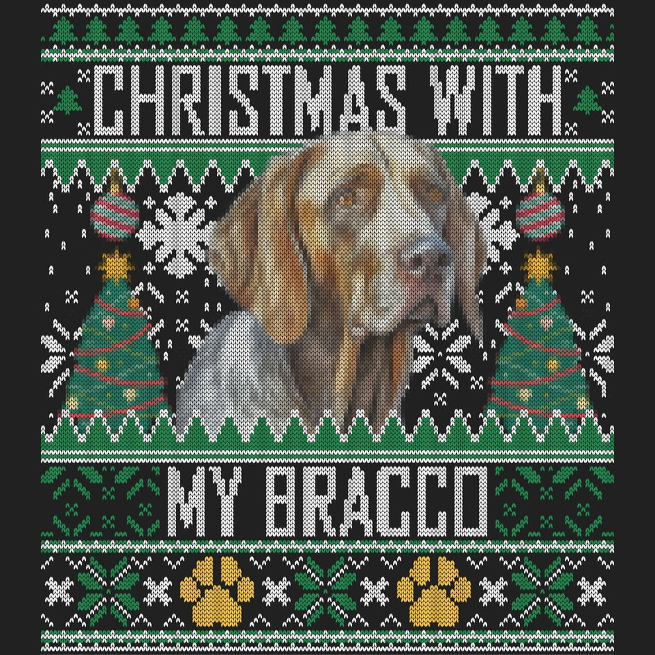 Ugly Sweater Christmas with My Bracco Italiano - Women's V-Neck Long Sleeve T-Shirt