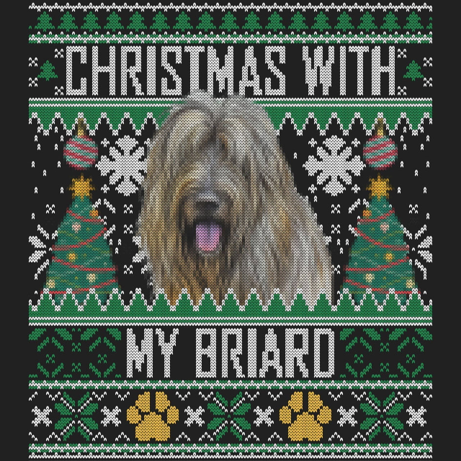 Ugly Sweater Christmas with My Briard - Women's V-Neck Long Sleeve T-Shirt