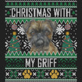 Ugly Sweater Christmas with My Brussels Griffon - Women's V-Neck Long Sleeve T-Shirt