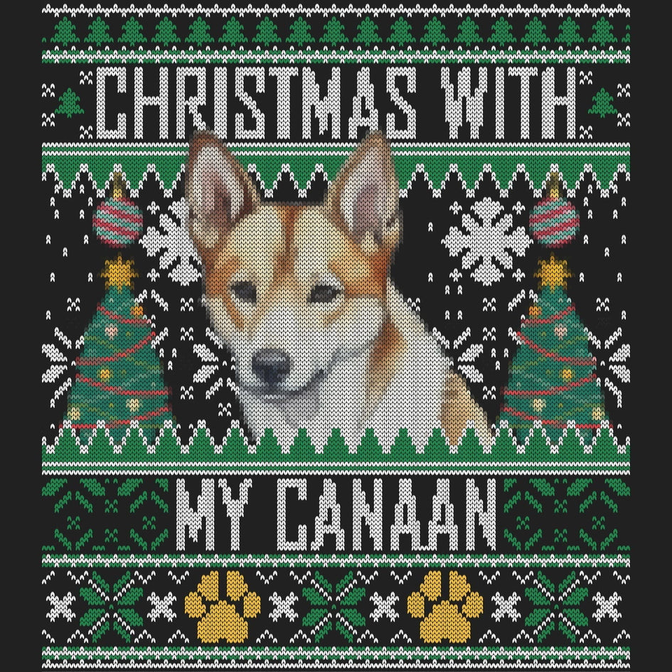 Ugly Sweater Christmas with My Canaan Dog - Women's V-Neck Long Sleeve T-Shirt