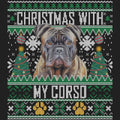 Ugly Sweater Christmas with My Cane Corso - Women's V-Neck Long Sleeve T-Shirt